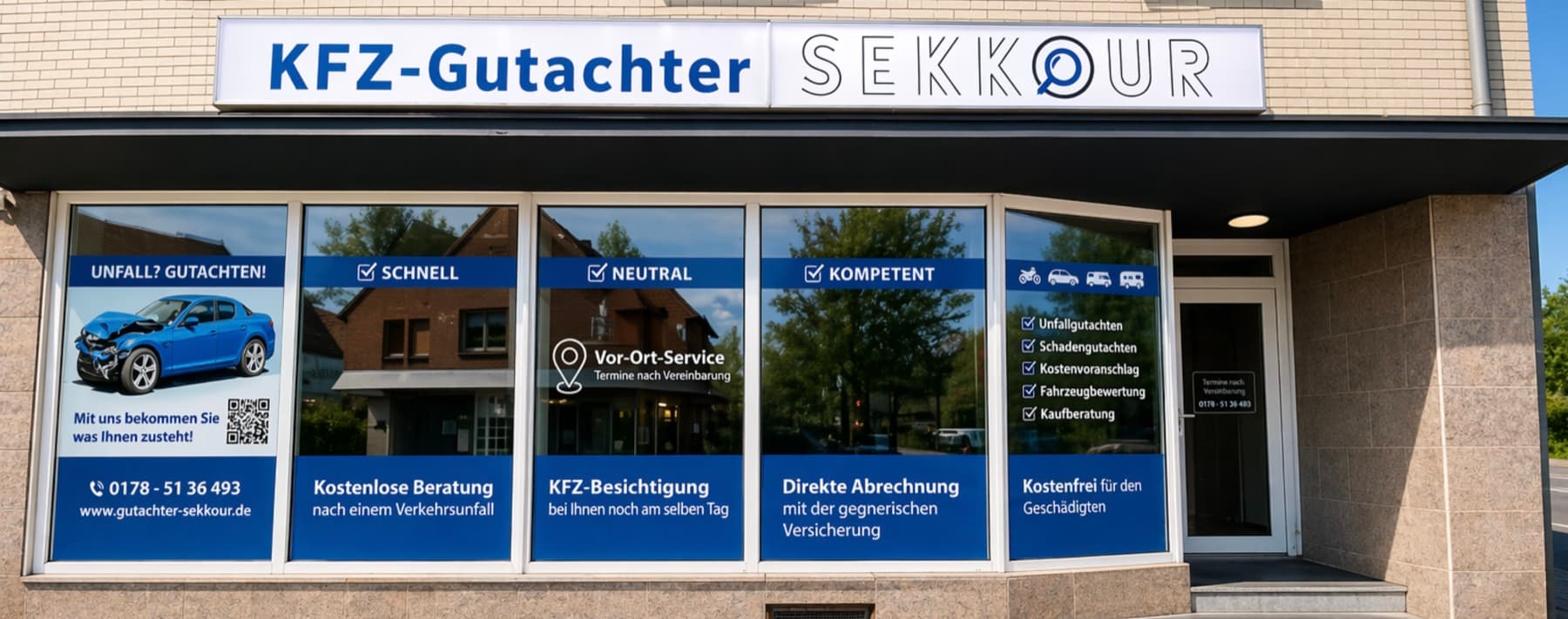 Außenansicht des Büros von KFZ-Gutachter Sekkour in Herzogenrath